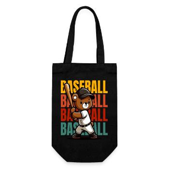 Niedlicher Baseball-Bär - Geschenkbeutel für Flaschen - Schwarz - Vorne