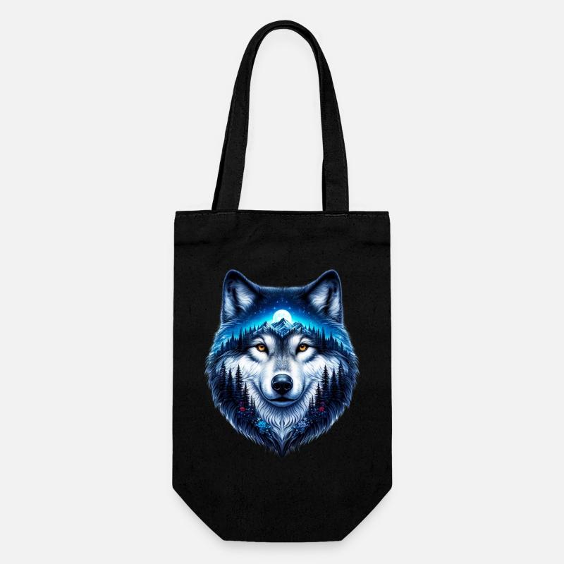 Wolf - Geschenkbeutel für Flaschen - Schwarz