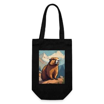 Marmotte dans les montagnes - Sac à bouteille - noir - Devant