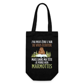 Dans ma tête je pense aux marmottes - Sac à bouteille - noir - Devant