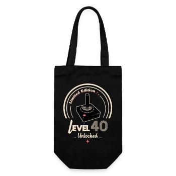 Design Gaming Level 40 freigeschaltet - Geschenkbeutel für Flaschen - Schwarz - Vorne