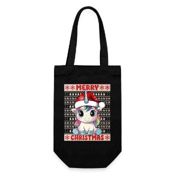 Unicorn Ugly Christmas Christmas Cute - Gift Bag for Bottles - black - Front
