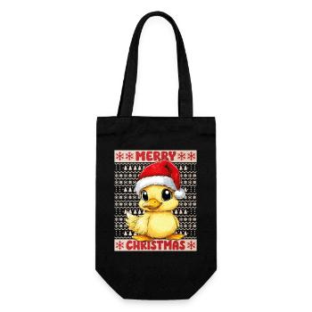 Ente Ugly Christmas Weihnachten Xmas Süß Niedlich - Geschenkbeutel für Flaschen - Schwarz - Vorne
