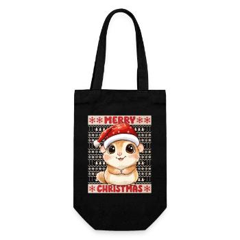 Hamster Ugly Christmas Weihnachten Xmas Süß - Geschenkbeutel für Flaschen - Schwarz - Vorne