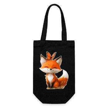 Fox with Butterfly - Gift Bag for Bottles - black - Front