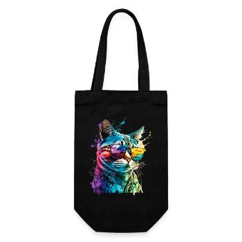 Cat Sunglasses Cool Splash Colorful Colorful - Gift Bag for Bottles - black - Front