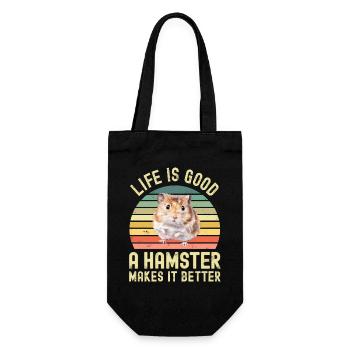 Hamster - Geschenkbeutel für Flaschen - Schwarz - Vorne