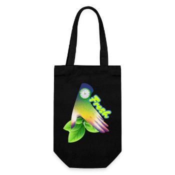 Fresh Gradient Leaf Clock Design - Gift Bag for Bottles - black - Front