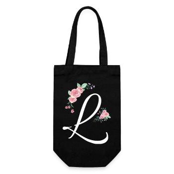 Letter l flowers - Gift Bag for Bottles - black - Front