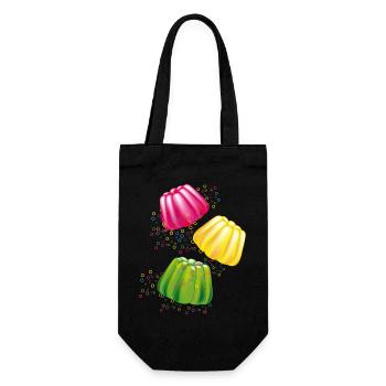Bunte Götterspeisen–Dessert-Motiv mit Retro-Charme - Geschenkbeutel für Flaschen - Schwarz - Vorne