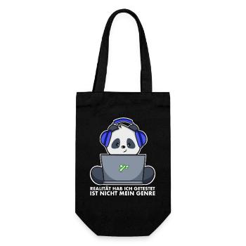 Gamer Shirt Panda - Reality Is Not My Genre - Gift Bag for Bottles - black - Front