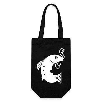 Fish on the hook white Vectorgraphic - Gift Bag for Bottles - black - Front
