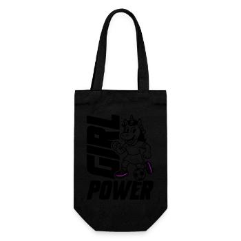 Fussball Einhorn Girl Power - Geschenkbeutel für Flaschen - Schwarz - Vorne
