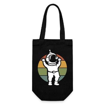 illustration d’astronaute vintage - dessin animé rétro - Sac à bouteille - noir - Devant