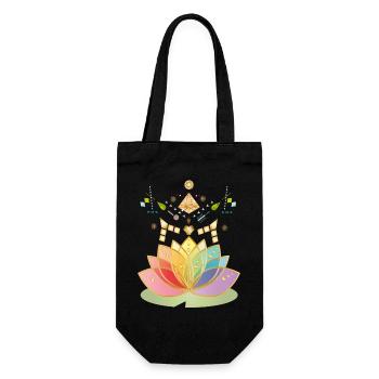 Colorful Chakra Flowers Symbol with Ornaments - Gift Bag for Bottles - black - Front