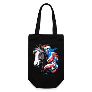 Patriotic Horse with Starred Mane - Gift Bag for Bottles - black - Front
