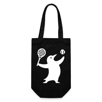 Schlichte Pinguin Silhouette Tennis Spieler Sport - Geschenkbeutel für Flaschen - Schwarz - Vorne