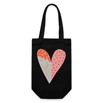 Patchwork Herz Nr. 1 - Geschenkbeutel für Flaschen - Schwarz - Vorne