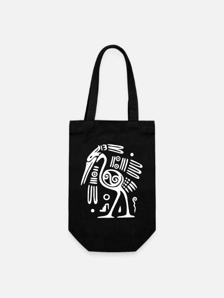 Oiseau totem blanc - Sac à bouteille - noir
