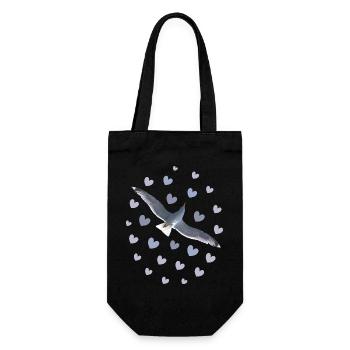 Elegant Seagull Flight Illustration Seagull Hearts - Gift Bag for Bottles - black - Front