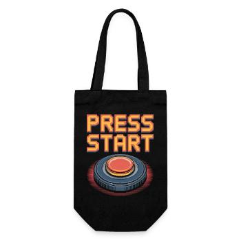 Press Start Retro Gaming Pixel Arcade Button - Geschenkbeutel für Flaschen - Schwarz - Vorne