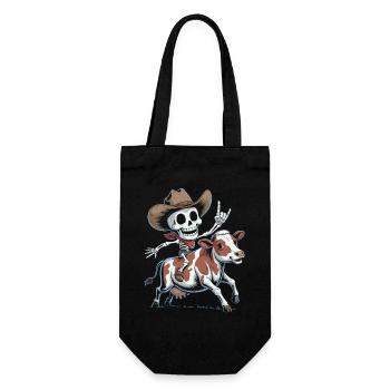 Un cow-boy squelette chevauche un veau - Sac à bouteille - noir - Devant