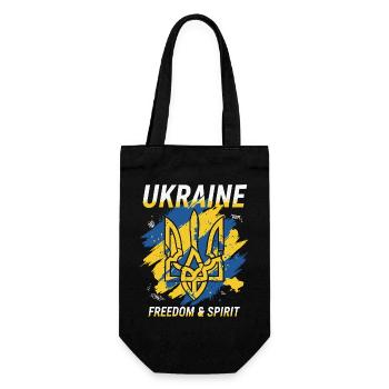 Ukraine Freedom Crest Art - Gift Bag for Bottles - black - Front