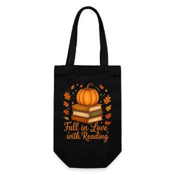 Books and Pumpkin - Fall in Love with Reading - Gift Bag for Bottles - black - Front