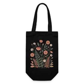 Boho Blumen – Blühende Harmonie - Geschenkbeutel für Flaschen - Schwarz - Vorne