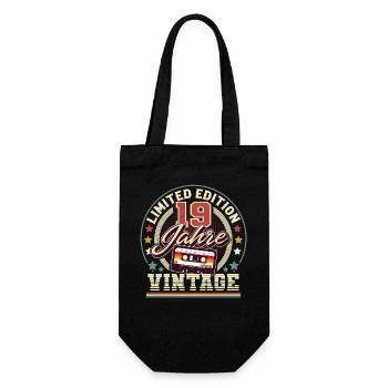 19th Birthday Cassette Vintage - Gift Bag for Bottles - black - Front