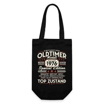 Oldtimer_1976_Jahrgang_Vintage_Retro_Geburtstag - Geschenkbeutel für Flaschen - Schwarz - Vorne