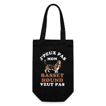 Basset Hound, ich kann nicht - Geschenkbeutel für Flaschen - Schwarz - Vorne