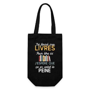 Geschlossene Bücher Ich hoffe, es lohnt sich - Geschenkbeutel für Flaschen - Schwarz - Vorne
