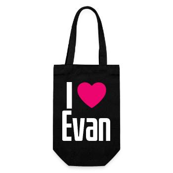 I Love Evan Pinkes Herz Ich liebe Evan - Geschenkbeutel für Flaschen - Schwarz - Vorne
