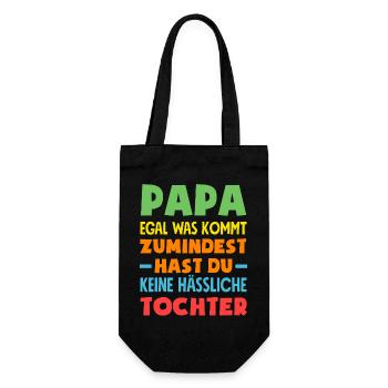 Lustiges Vatertag Geschenk Papa Bier - Geschenkbeutel für Flaschen - Schwarz - Vorne