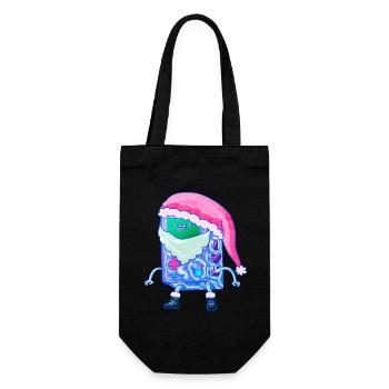 Weihnachts Game Konsole Kawaii Robot Santa - Geschenkbeutel für Flaschen - Schwarz - Vorne