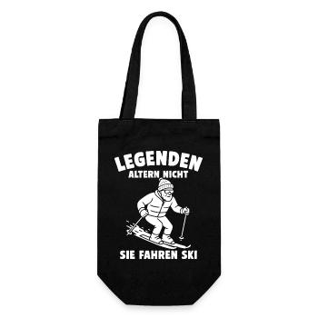 Legenden altern nicht – Sie fahren Ski - Geschenkbeutel für Flaschen - Schwarz - Vorne