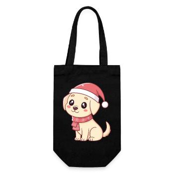 Baby Dog Niedliches Weihnachten im Weihnachtsmann - Geschenkbeutel für Flaschen - Schwarz - Vorne