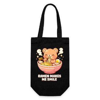 Kanagawa Wave Ramen Bowl Kawaii Japanese - Geschenkbeutel für Flaschen - Schwarz - Vorne