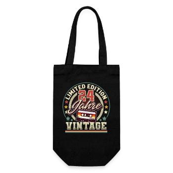 24th Birthday Vintage Cassette - Gift Bag for Bottles - black - Front