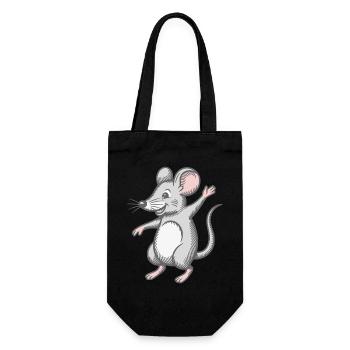 Glückliche Maus tanzt lacht tanzen lachen happy - Geschenkbeutel für Flaschen - Schwarz - Vorne
