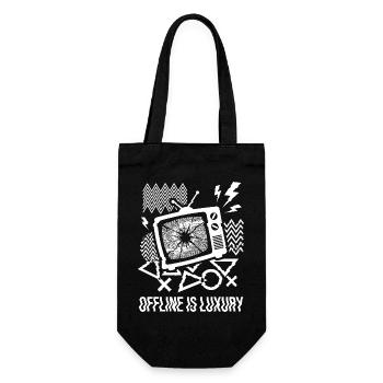 Offline Is Luxury Glitch TV - Geschenkbeutel für Flaschen - Schwarz - Vorne