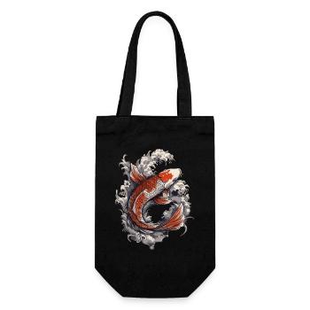 Koi im Wellenrausch - Geschenkbeutel für Flaschen - Schwarz - Vorne