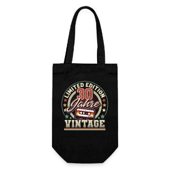 30th Birthday Vintage Cassette - Gift Bag for Bottles - black - Front