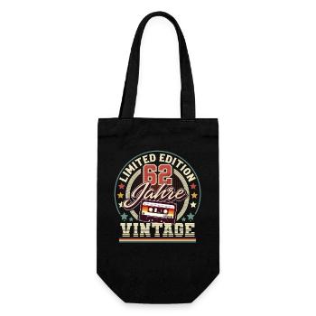 62nd Birthday Vintage Cassette - Gift Bag for Bottles - black - Front