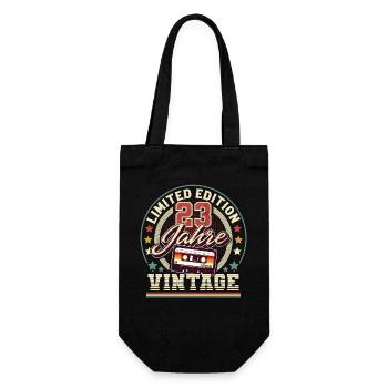23rd Birthday Vintage Cassette - Gift Bag for Bottles - black - Front