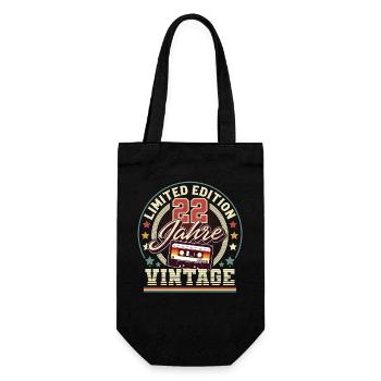 22nd Birthday Vintage Cassette - Gift Bag for Bottles - black - Front