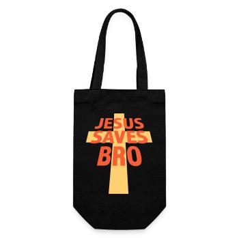 Jésus sauve un frère Dicton religieux drôle Logo de la foi - Sac à bouteille - noir - Devant