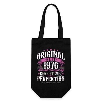 Original 1976 Jahrgang Retro Geburtstag Geschenk - Geschenkbeutel für Flaschen - Schwarz - Vorne