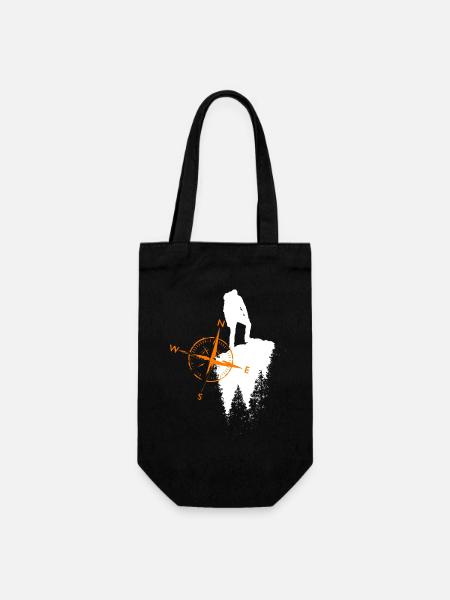 Motif de vagabond avec compa - Sac à bouteille - noir